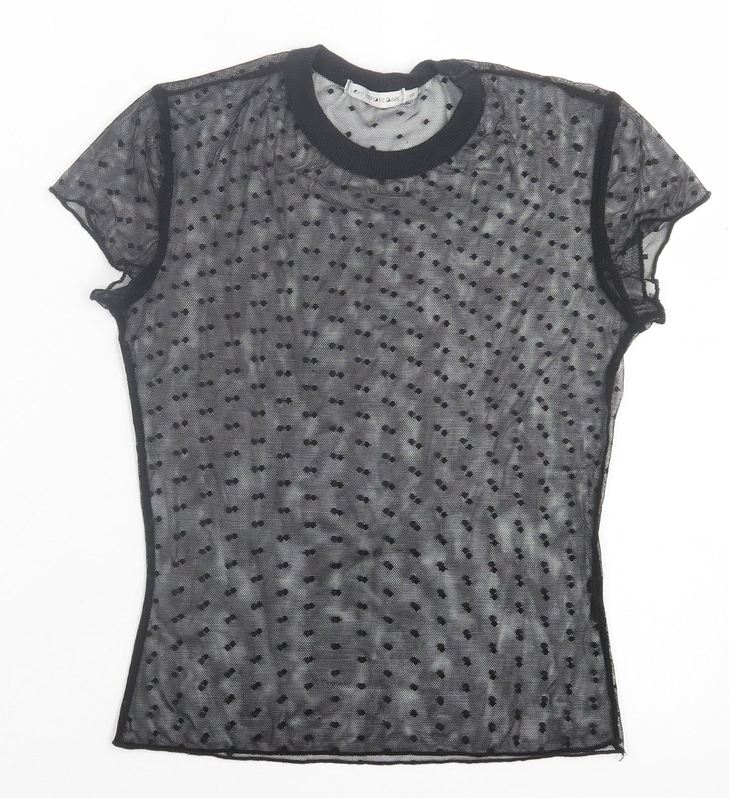 Womens UK Size XS Light Before Dark Black Cropped T-Shirt