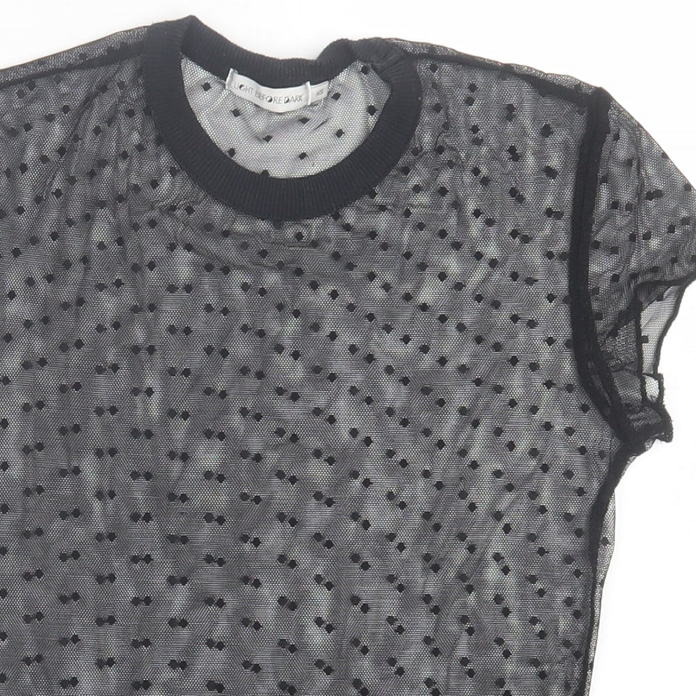 Womens UK Size XS Light Before Dark Black Cropped T-Shirt