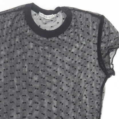 Womens UK Size XS Light Before Dark Black Cropped T-Shirt