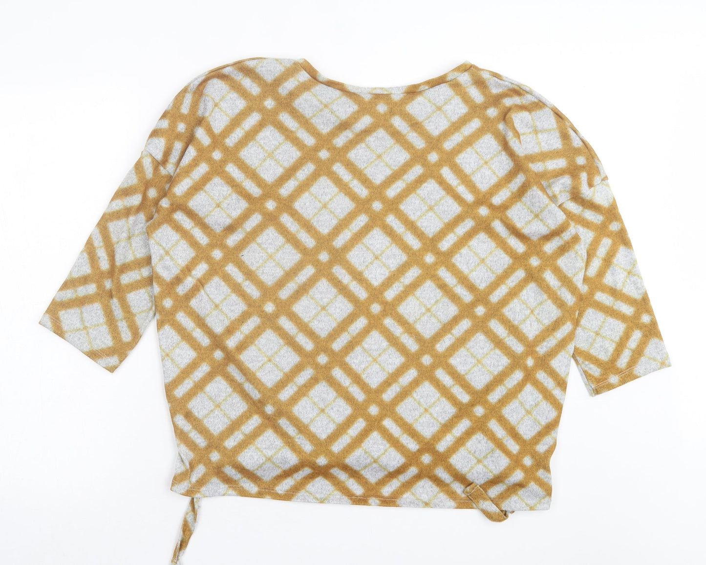 Papaya Womens Yellow Argyle/Diamond Polyester Basic T-Shirt Size 16 Crew Neck