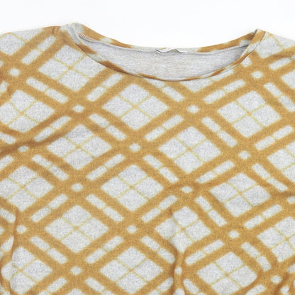 Papaya Womens Yellow Argyle/Diamond Polyester Basic T-Shirt Size 16 Crew Neck