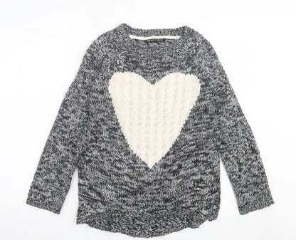 Womens UK Size 12 Heart & Soul Grey Pullover Jumper