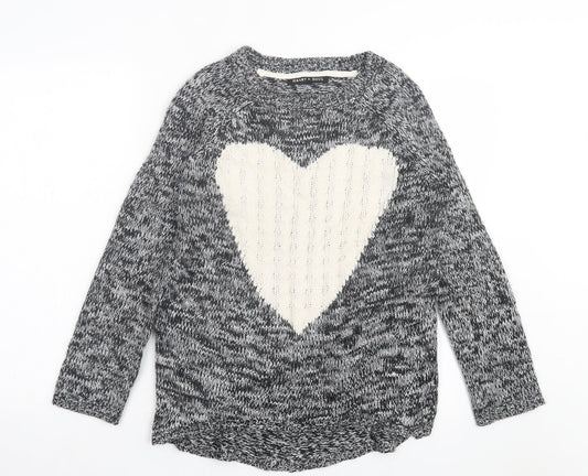 Heart & Soul Womens Grey Crew Neck Acrylic Pullover Jumper Size 12