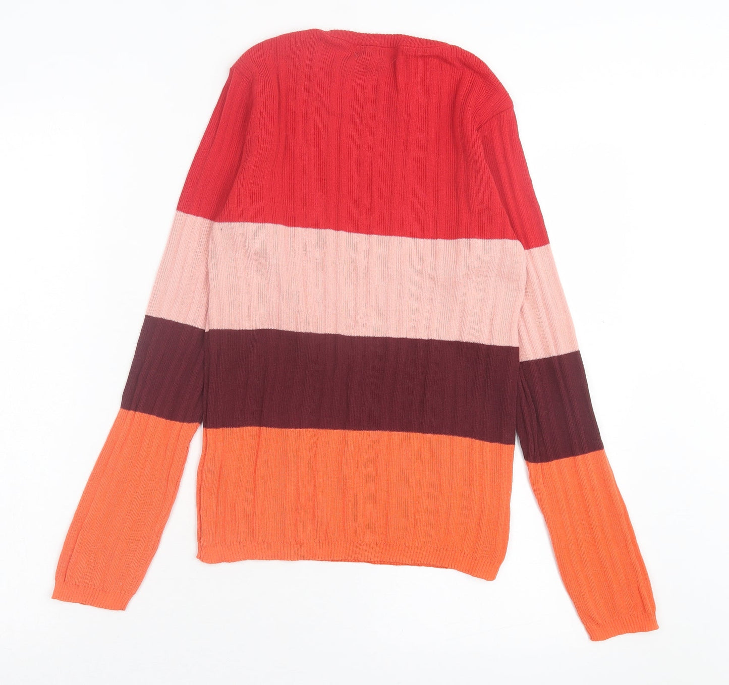 Primark Womens Multicoloured Crew Neck Striped Polyester Pullover Jumper Size M