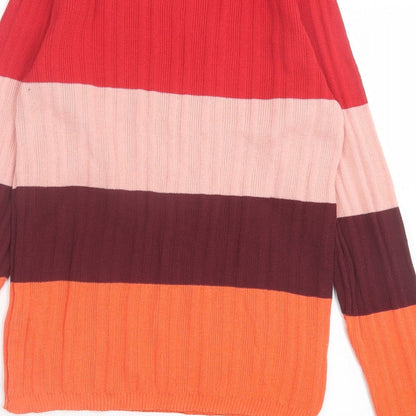 Primark Womens Multicoloured Crew Neck Striped Polyester Pullover Jumper Size M