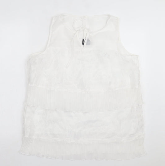 B.You Womens White Viscose Basic Tank Size 16 V-Neck