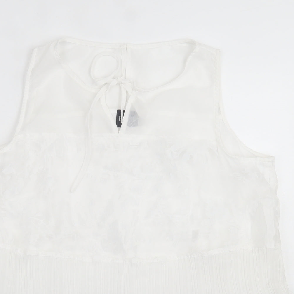 B.You Womens White Viscose Basic Tank Size 16 V-Neck