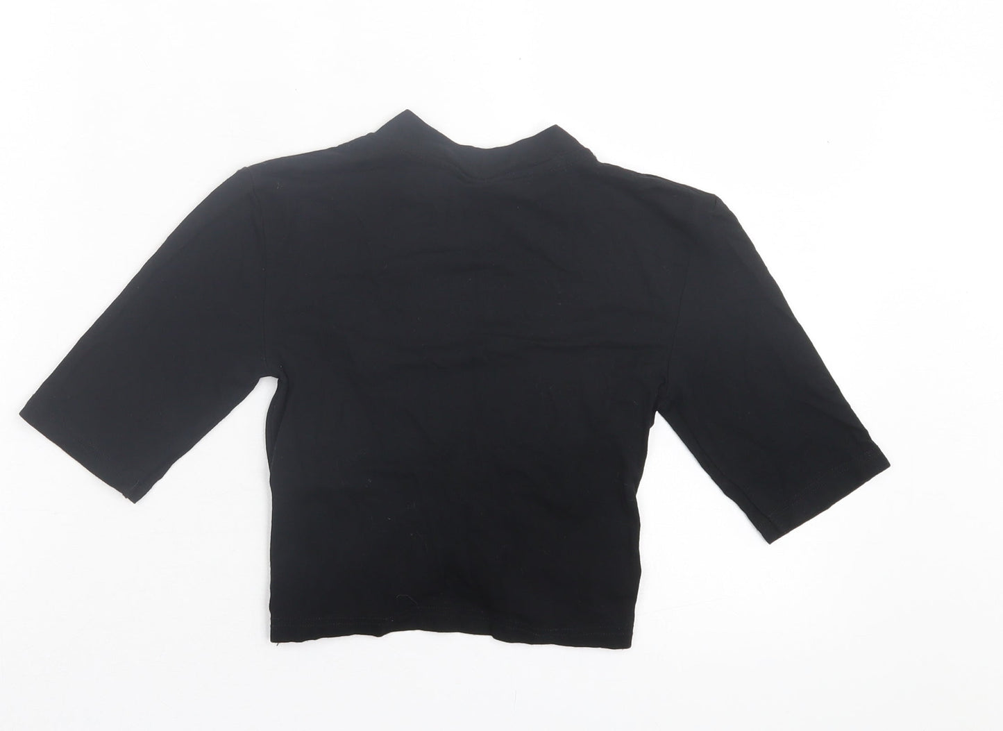 Womens UK Size 6 Topshop Black Cropped T-Shirt