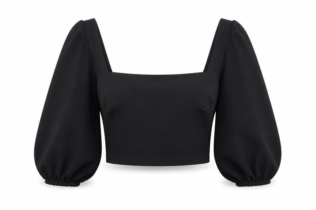 Womens UK Size 6 PRETTYLITTLETHING Black Cropped T-Shirt