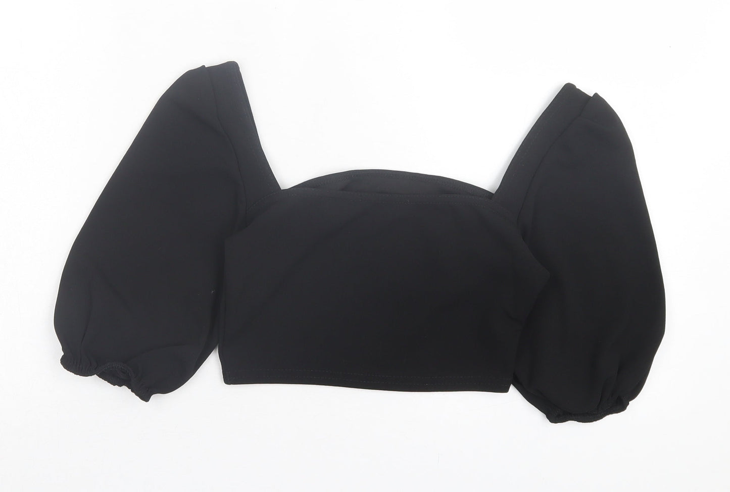 Womens UK Size 6 PRETTYLITTLETHING Black Cropped T-Shirt