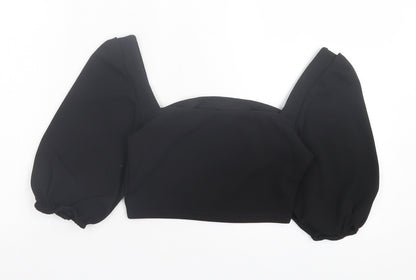 Womens UK Size 6 PRETTYLITTLETHING Black Cropped T-Shirt