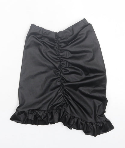 PRETTYLITTLETHING Womens Black Polyester A-Line Skirt Size 4