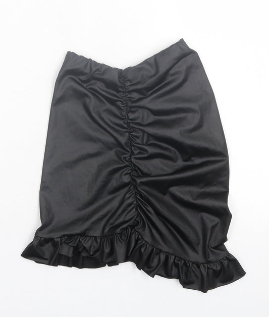 PRETTYLITTLETHING Womens Black Polyester A-Line Skirt Size 4