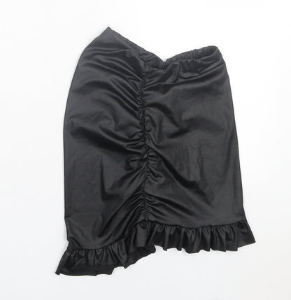 PRETTYLITTLETHING Womens Black Polyester A-Line Skirt Size 4