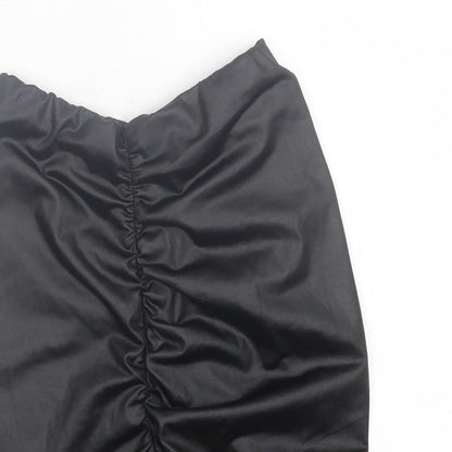 PRETTYLITTLETHING Womens Black Polyester A-Line Skirt Size 4