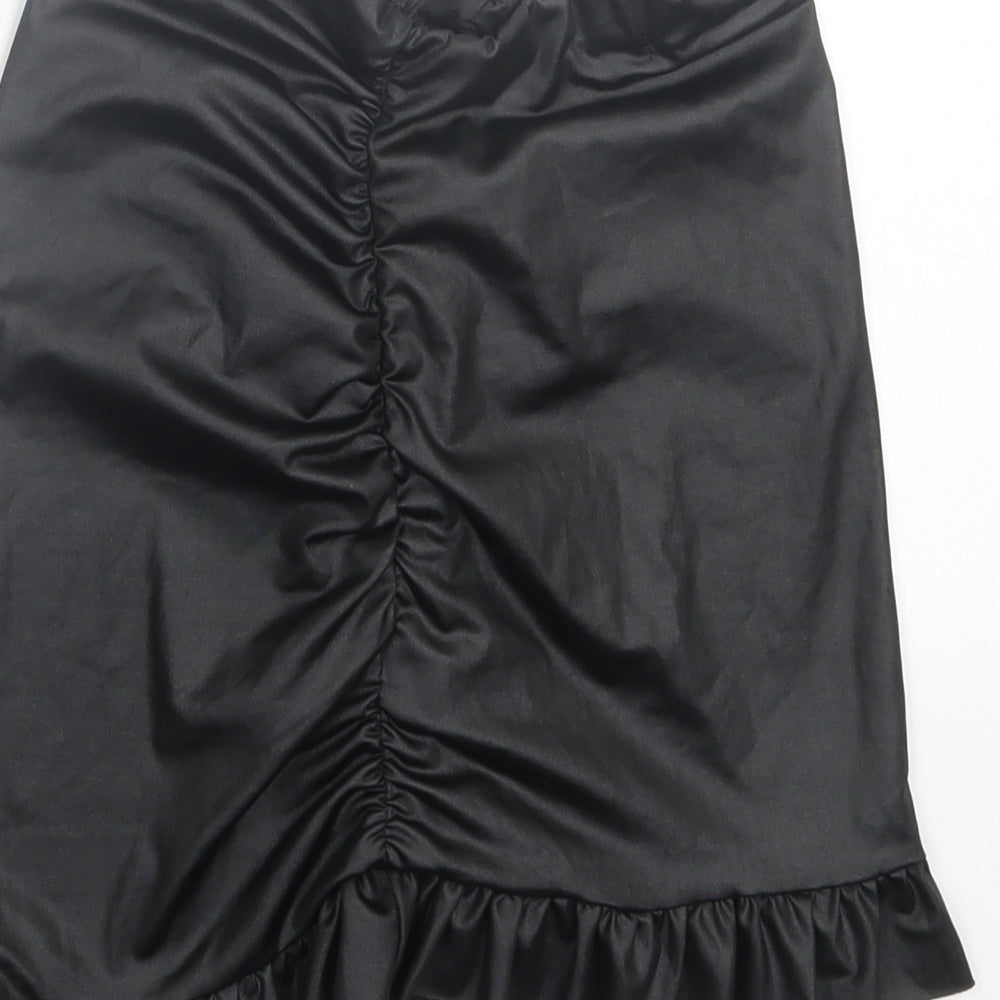 PRETTYLITTLETHING Womens Black Polyester A-Line Skirt Size 4