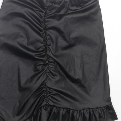PRETTYLITTLETHING Womens Black Polyester A-Line Skirt Size 4