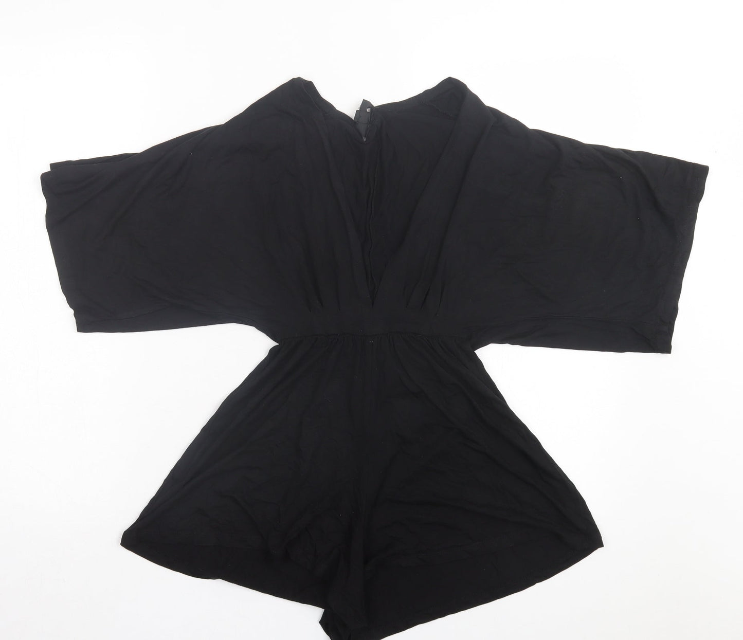 Topshop Womens Black Elastane Playsuit One-Piece Size 4 Pullover