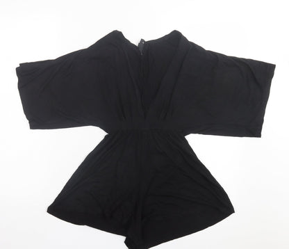 Topshop Womens Black Elastane Playsuit One-Piece Size 4 Pullover