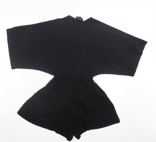 Topshop Womens Black Elastane Playsuit One-Piece Size 4 Pullover