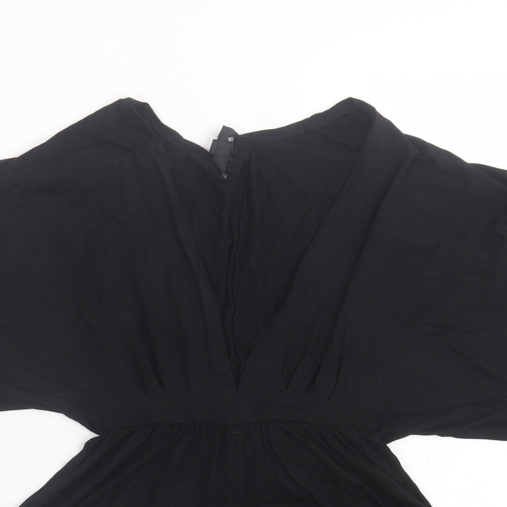 Topshop Womens Black Elastane Playsuit One-Piece Size 4 Pullover