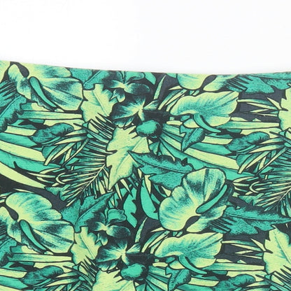 H&M Womens Green Geometric Cotton A-Line Skirt Size 8 Zip