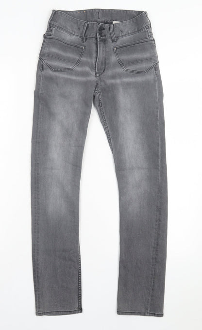 Preworn Girls Grey Cotton Skinny Jeans Size 11-12 Years Regular Button