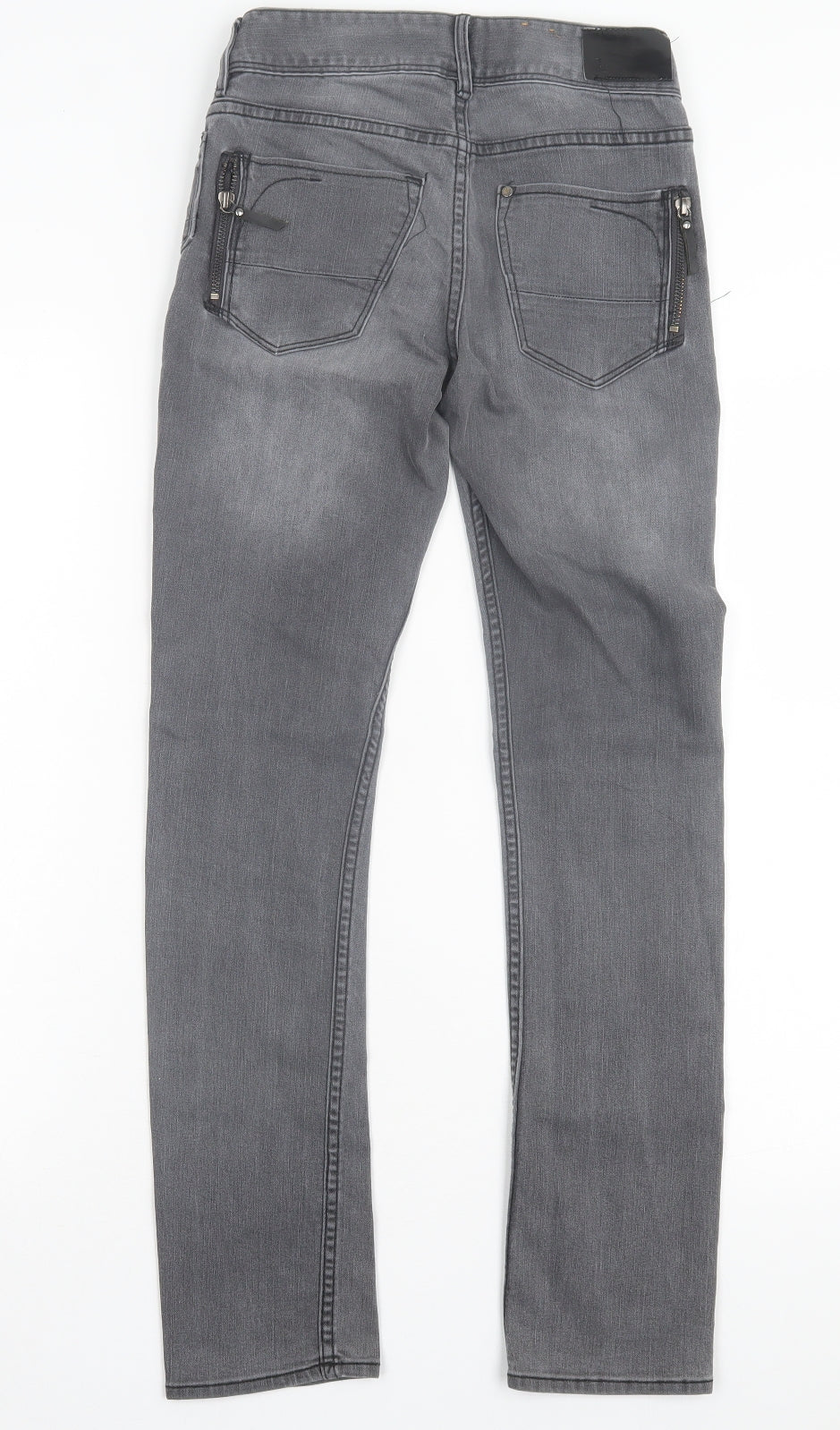 Preworn Girls Grey Cotton Skinny Jeans Size 11-12 Years Regular Button