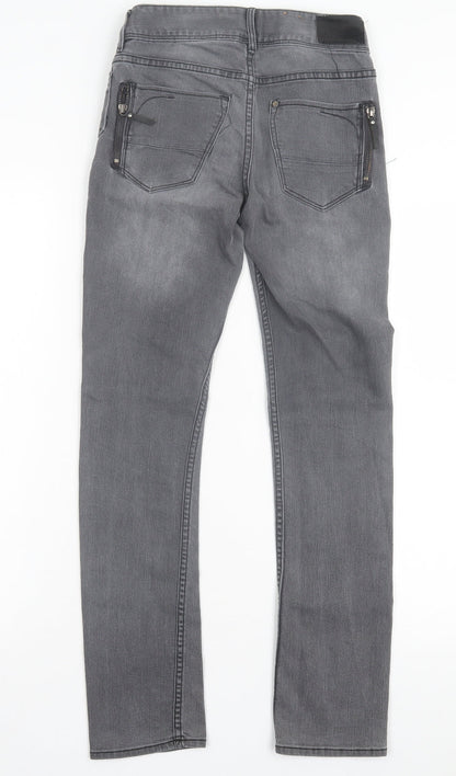Preworn Girls Grey Cotton Skinny Jeans Size 11-12 Years Regular Button