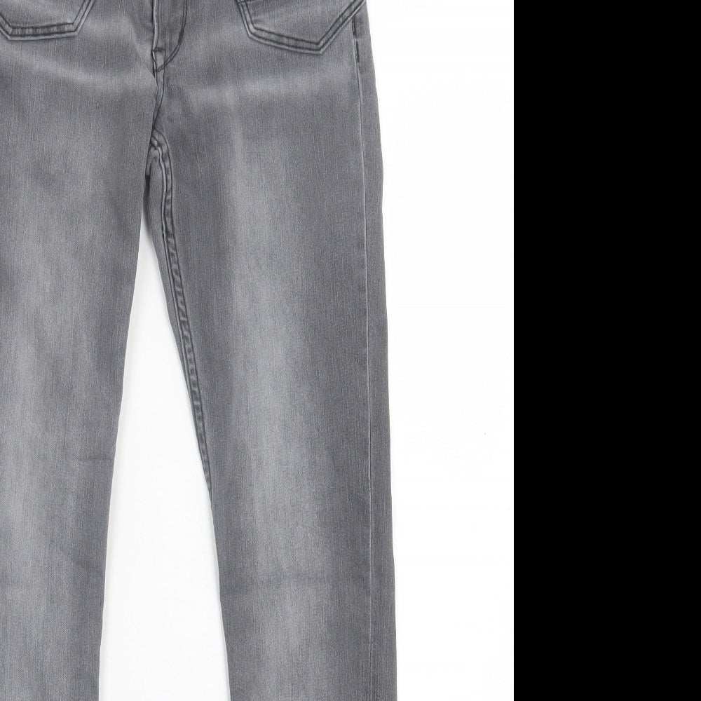 Preworn Girls Grey Cotton Skinny Jeans Size 11-12 Years Regular Button