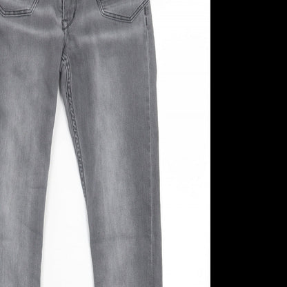 Preworn Girls Grey Cotton Skinny Jeans Size 11-12 Years Regular Button