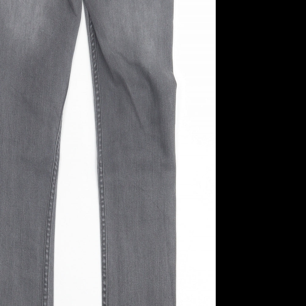 Preworn Girls Grey Cotton Skinny Jeans Size 11-12 Years Regular Button