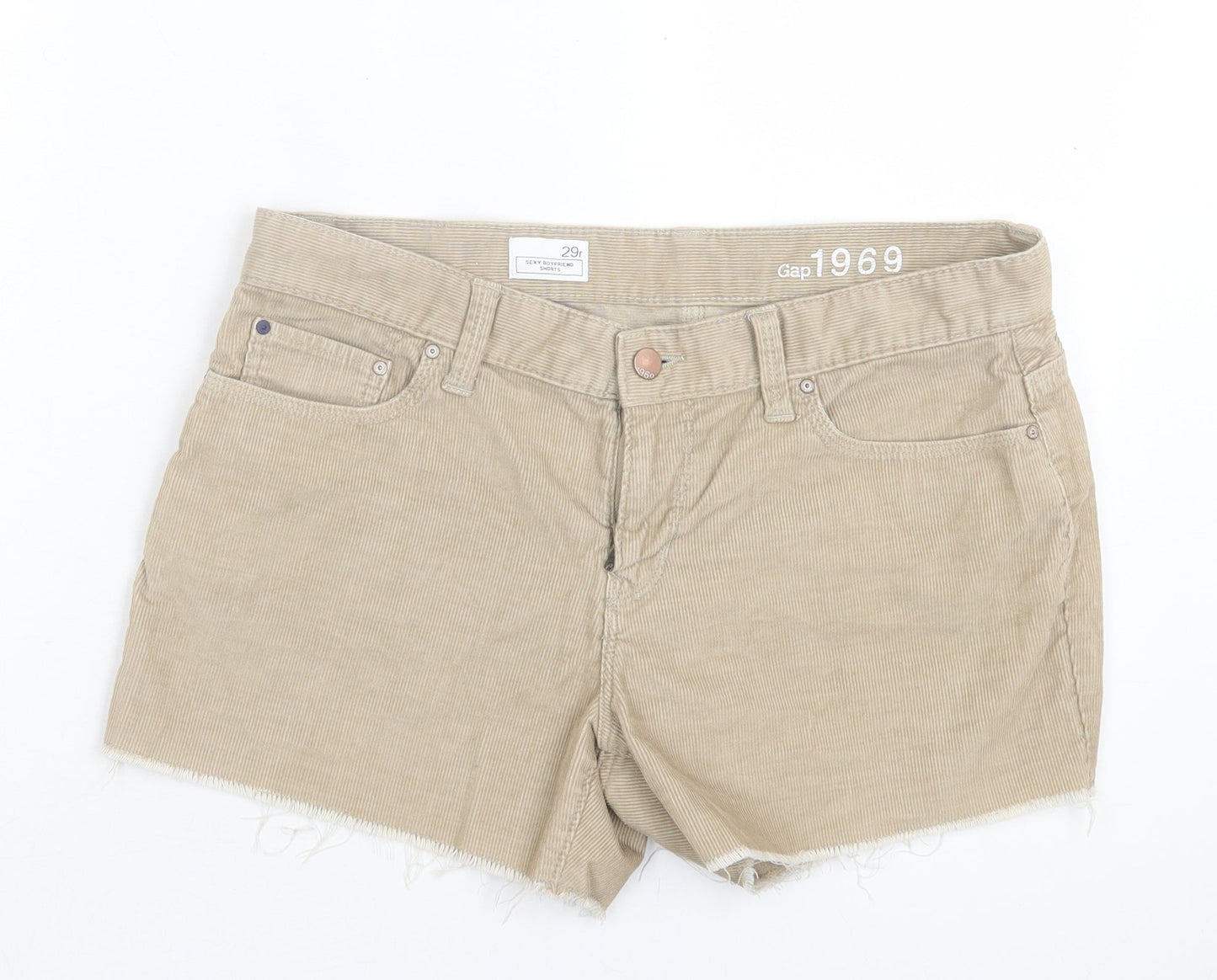 Gap Womens Beige Cotton Boyfriend Shorts Size 29 in L3 in Regular Button