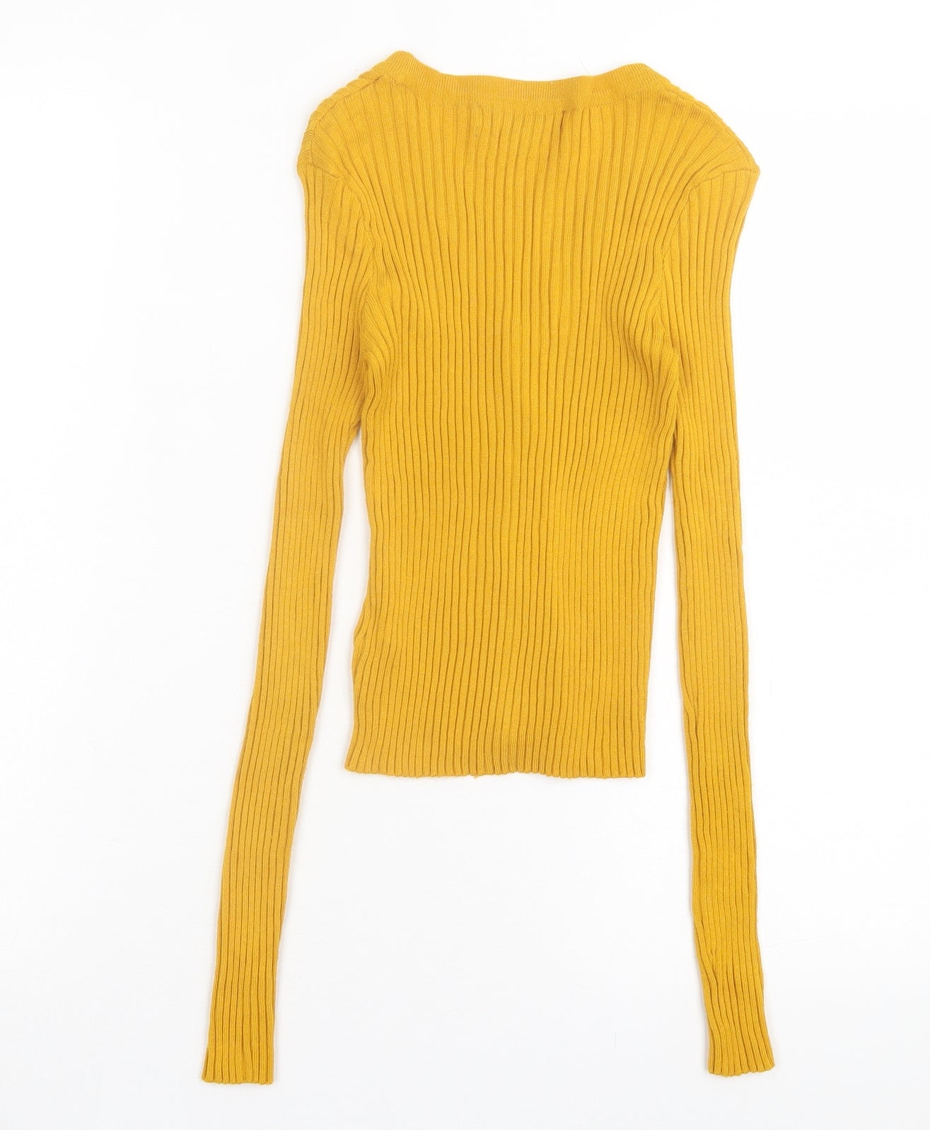 Primark Womens Yellow V-Neck Viscose Cardigan Jumper Size 6