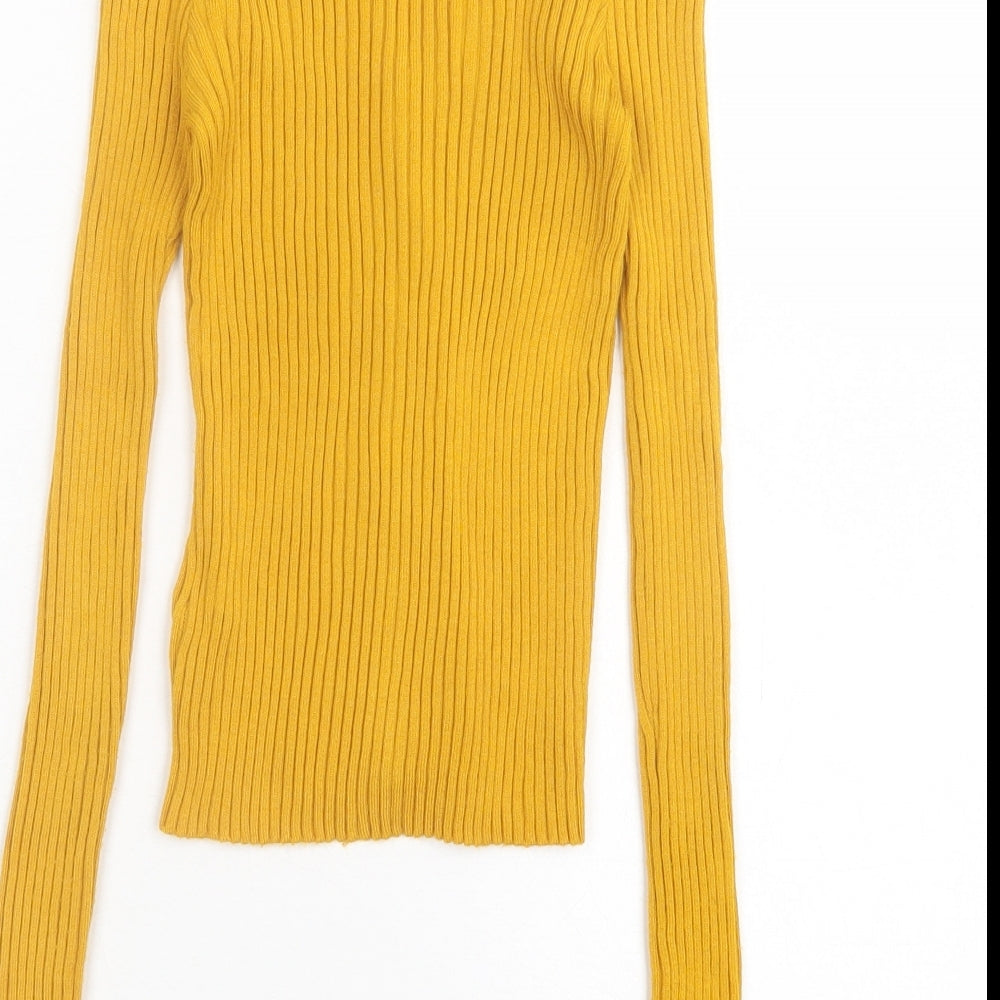 Primark Womens Yellow V-Neck Viscose Cardigan Jumper Size 6