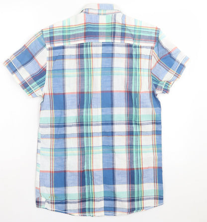Mens UK Size S Peacocks Blue  Button-Up Short Sleeve Casual Shirt