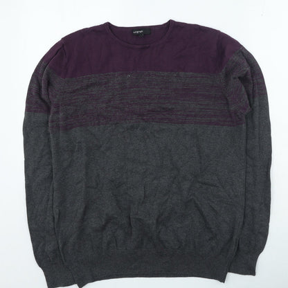 Autograph Mens Grey Round Neck Cotton Pullover Jumper Size L