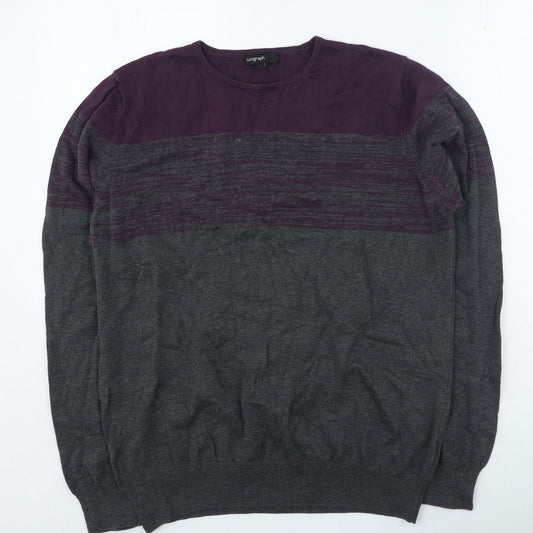 Autograph Mens Grey Round Neck Cotton Pullover Jumper Size L