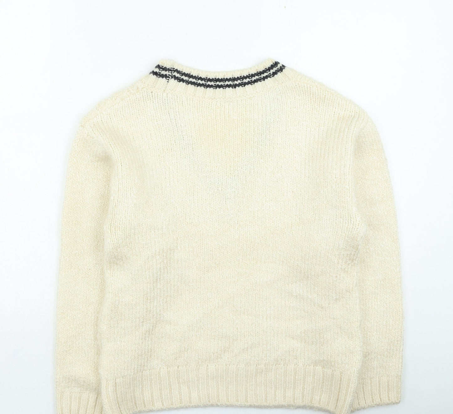 George Womens Beige V-Neck Acrylic Pullover Jumper Size S