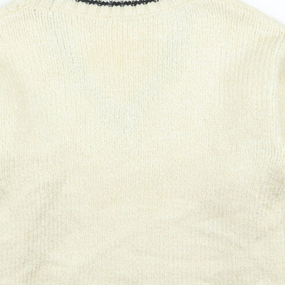 George Womens Beige V-Neck Acrylic Pullover Jumper Size S