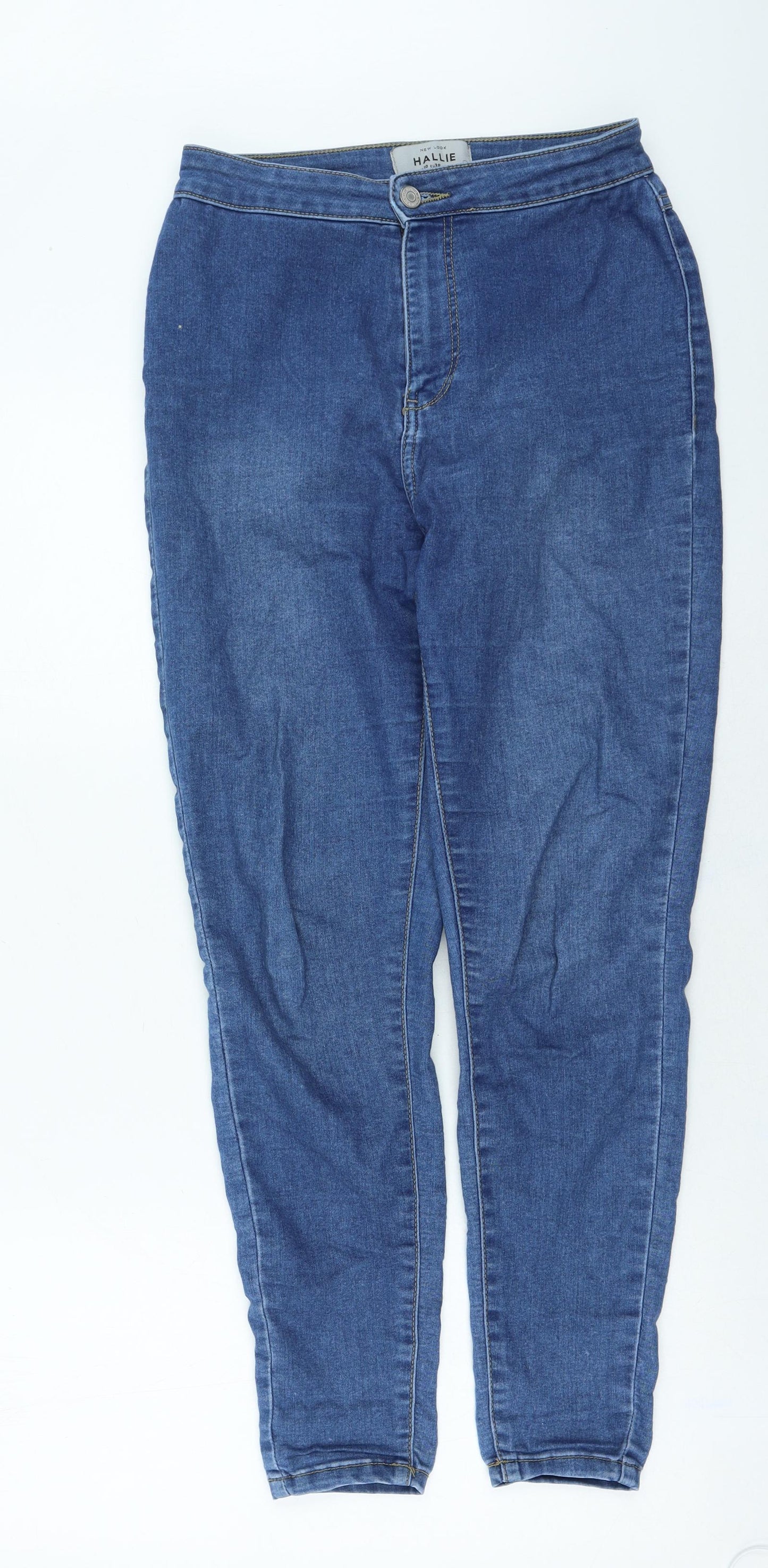 New Look Womens Blue Cotton Straight Jeans Size 10 L29 in Regular