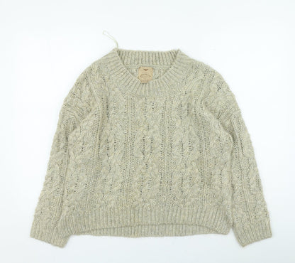 Aphorism Womens Beige Round Neck Acrylic Pullover Jumper Size 10