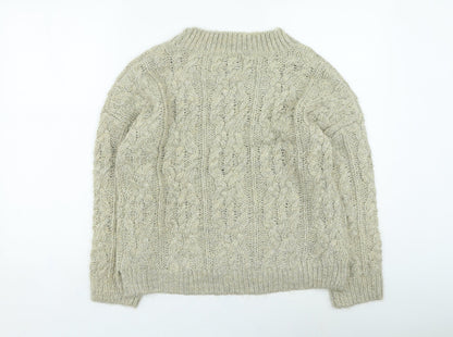 Aphorism Womens Beige Round Neck Acrylic Pullover Jumper Size 10