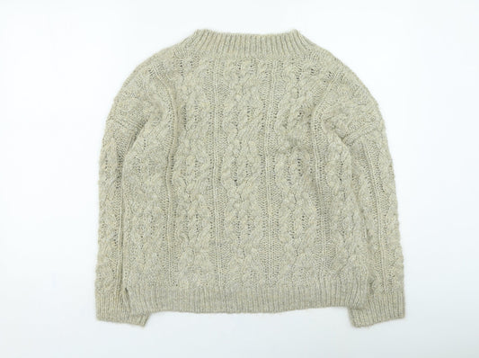 Aphorism Womens Beige Round Neck Acrylic Pullover Jumper Size 10