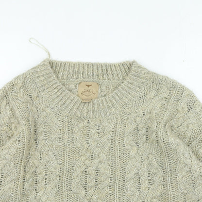Aphorism Womens Beige Round Neck Acrylic Pullover Jumper Size 10