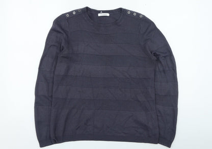 Marks and Spencer Womens Blue Round Neck Acrylic Pullover Jumper Size 12