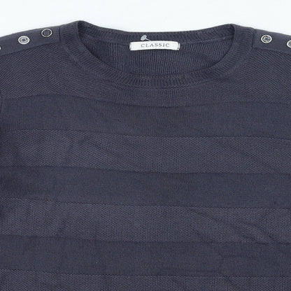 Marks and Spencer Womens Blue Round Neck Acrylic Pullover Jumper Size 12