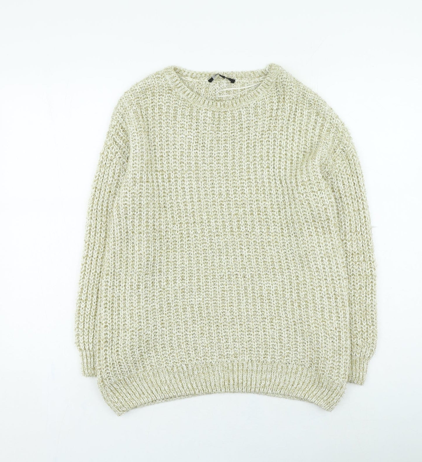 Womens UK Size S peacoks Gold Pullover Jumper