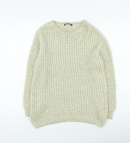 Womens UK Size S peacoks Gold Pullover Jumper