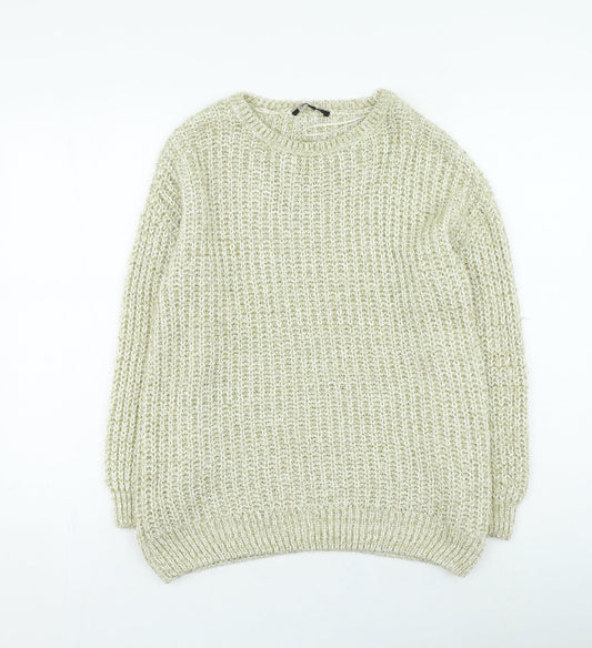 Womens UK Size S peacoks Gold Pullover Jumper